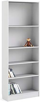 Tall Narrow 5 Shelf Bookcase in White H183
