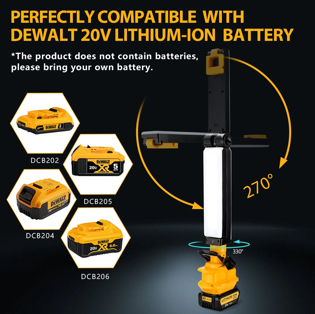 30W 2400LM LED Clip Work Light for DEWALT 18V/20V Li-ion Battery N369