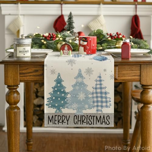 Red Pine Trees Christmas Table Runner 13x72 Inch M8798