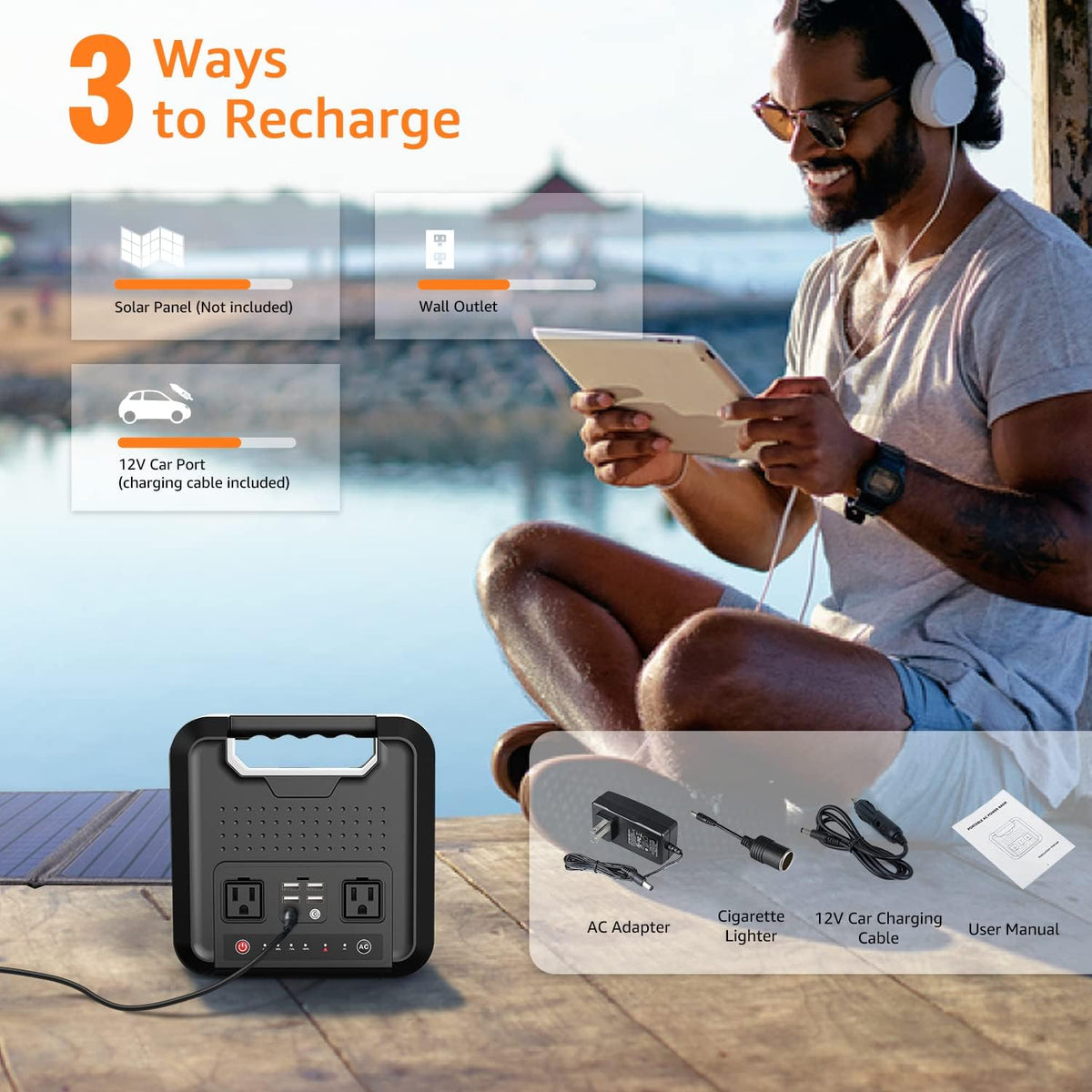 Portable Power Bank with AC Outlet 220Wh 60000mAh 110V 300W Battery Backup H951784