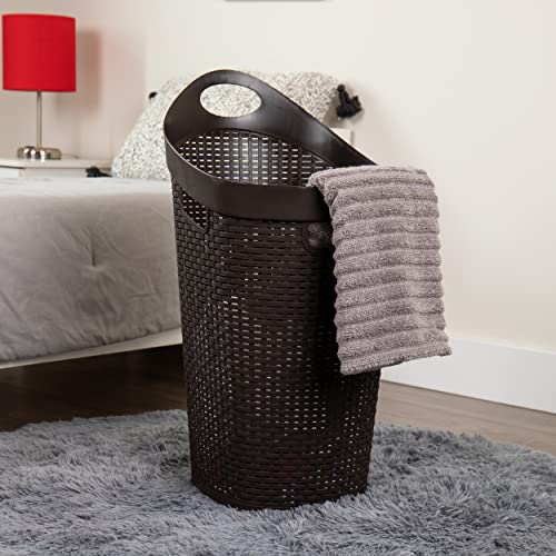 60L Rolling Laundry Hamper with Wheels, Plastic, Brown X55995