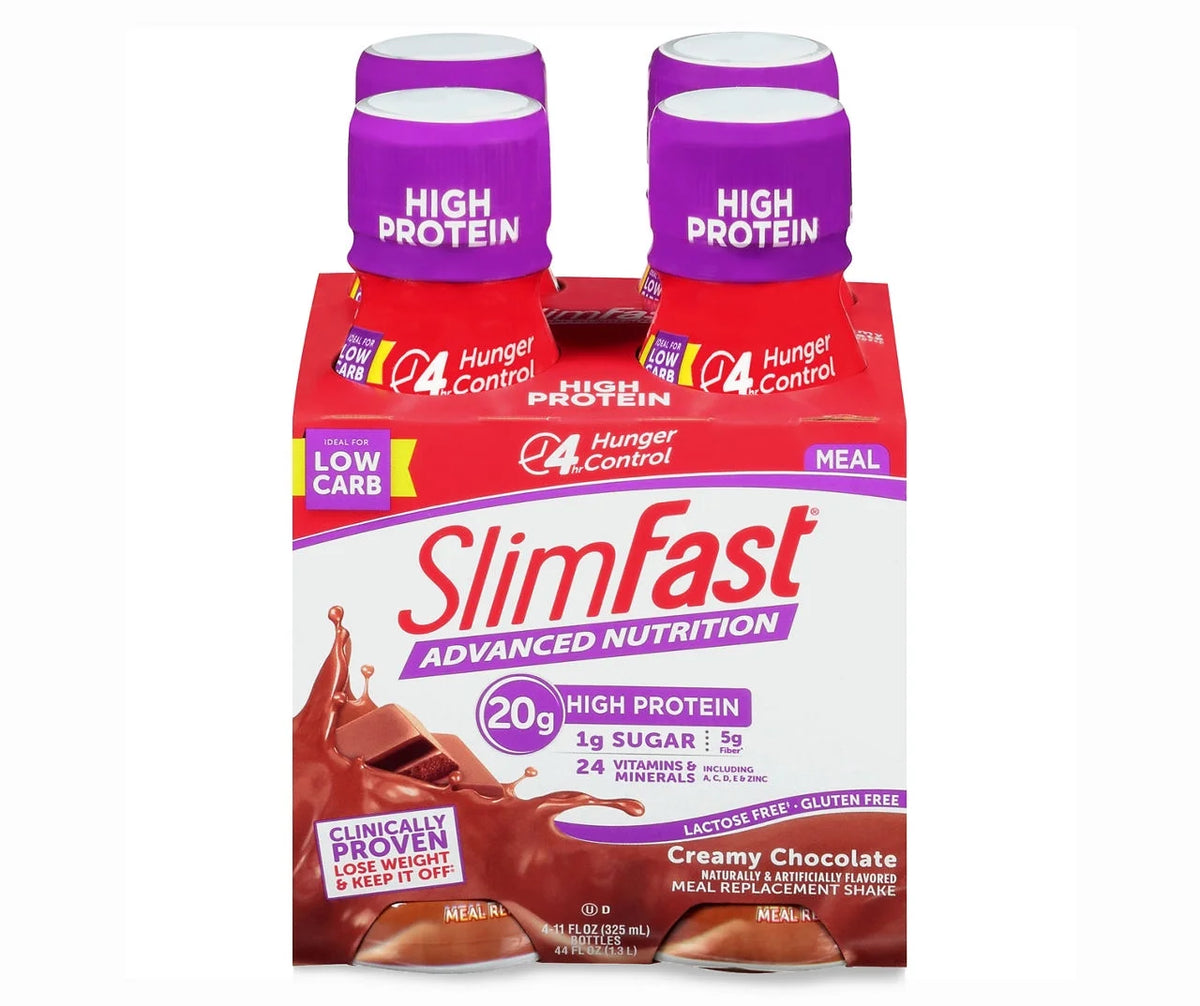 Slimfast Advanced Nutrition Creamy Chocolate Meal Replacement Shakes 4-11 fl. oz. Bottles T225