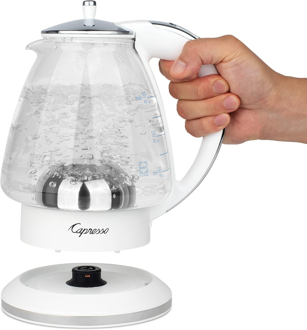 White 48 oz Glass Kettle B75467