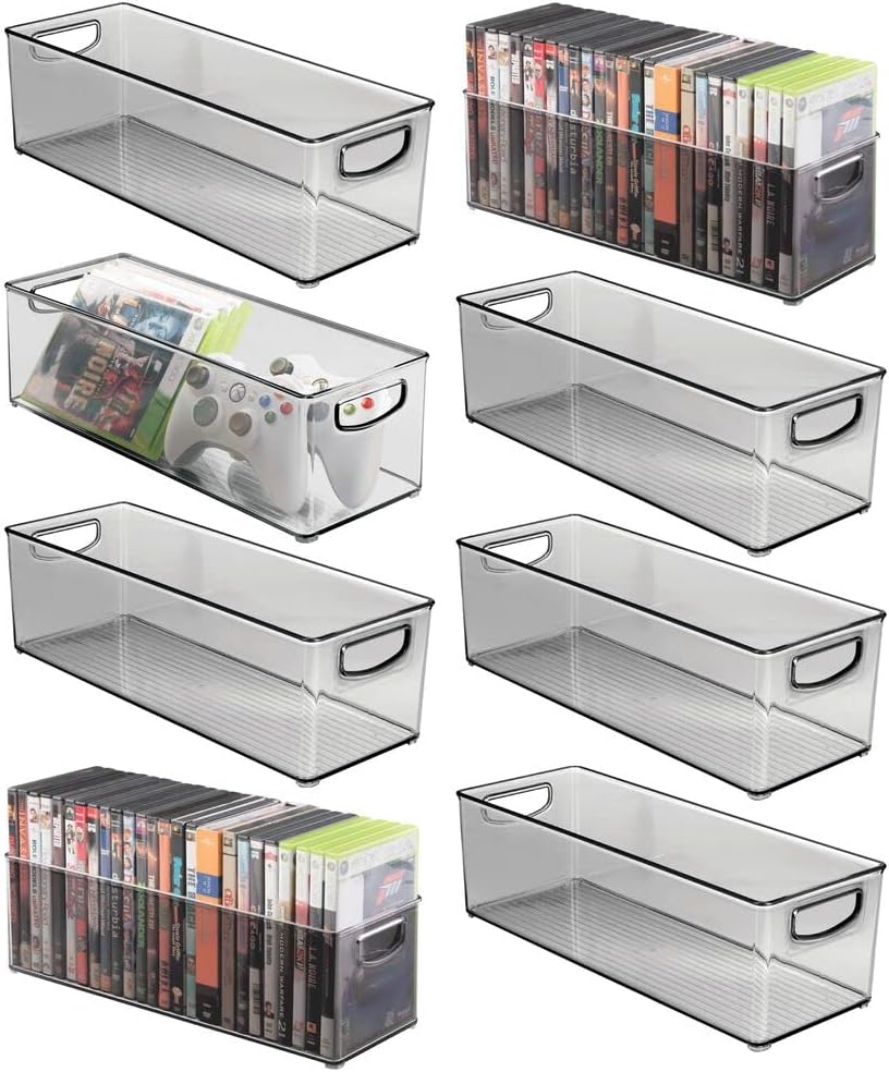 Clear Plastic Video Game Storage Holder Bin with Handles, 8 Pack H679048