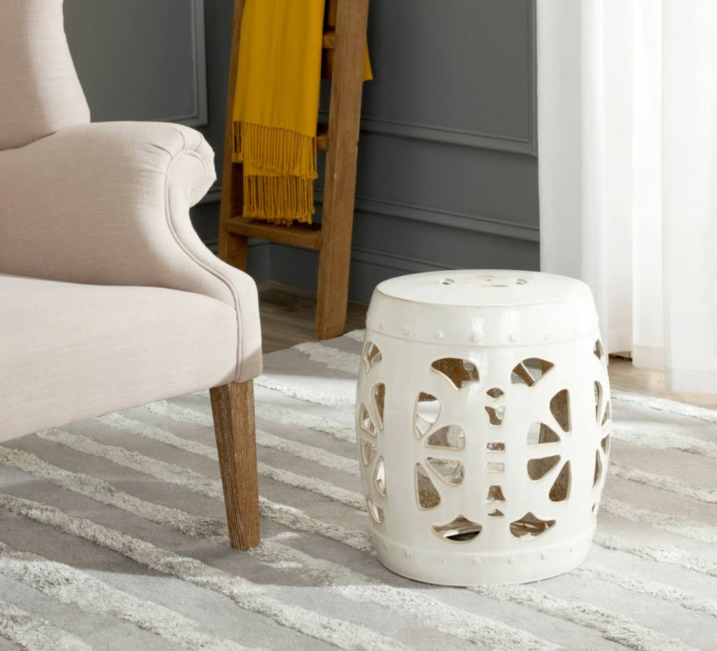 Antique White Garden Stool K841