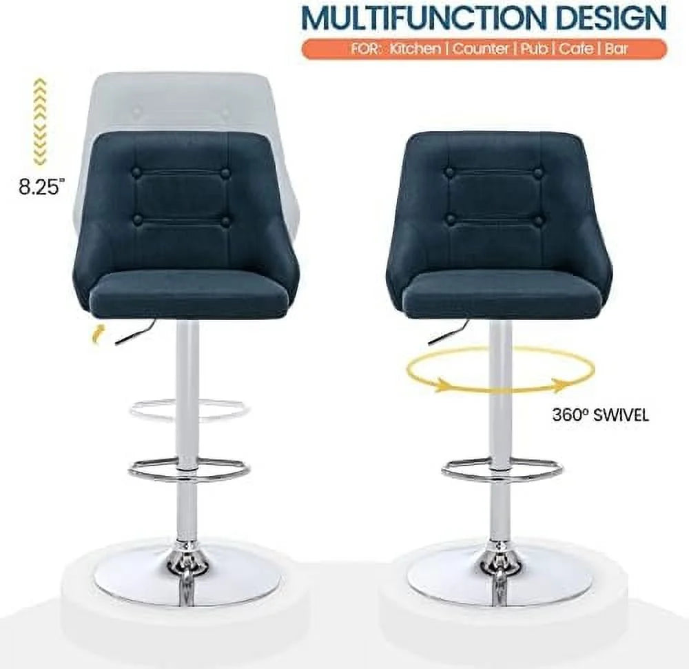 Adjustable Fabric Tufted Swivel Barstool with Back R69249