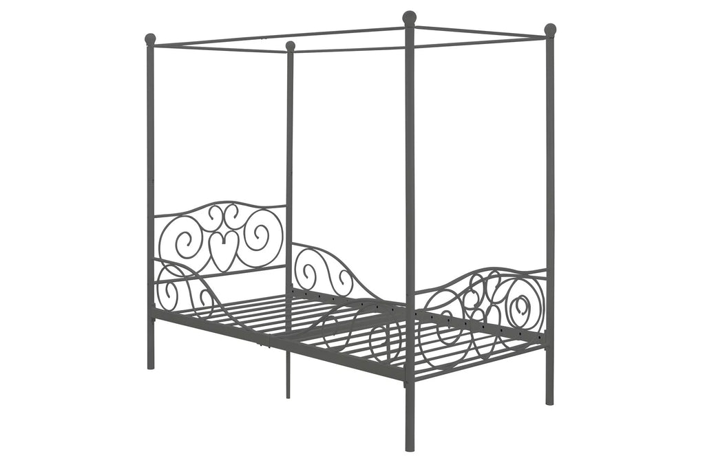 Pink Twin Metal Canopy Bed O422