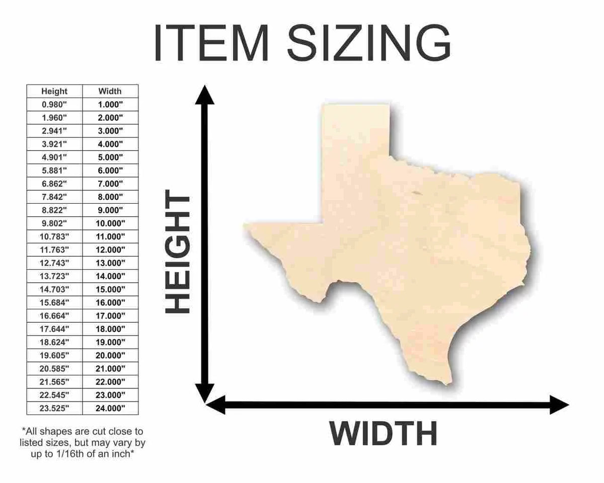 Unfinished Wood Texas Shape Y428994