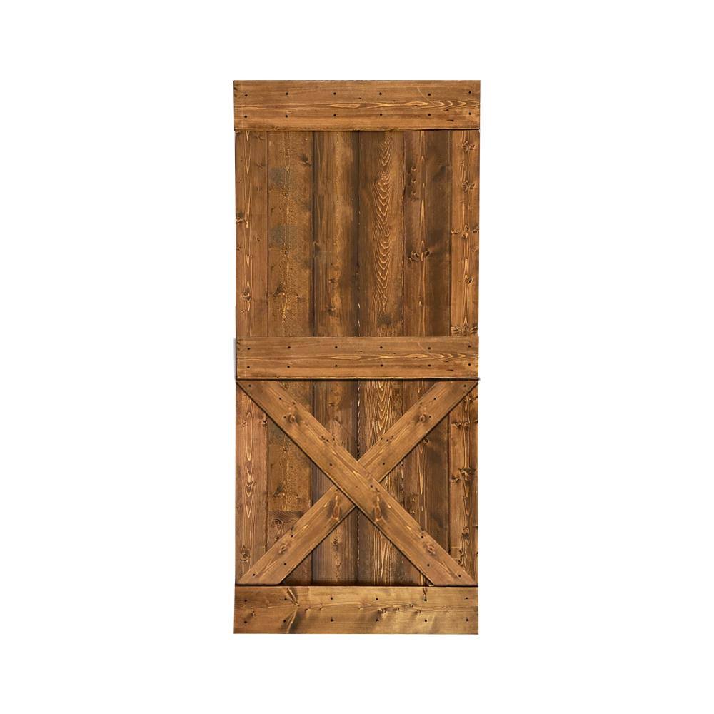 Walnut Stained Solid Knotty Pine Wood Interior Sliding Barn Door Slab G8096