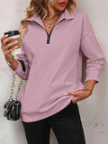 Womens Zip-Up Dropped Shoulder Sweatshirt Q9956