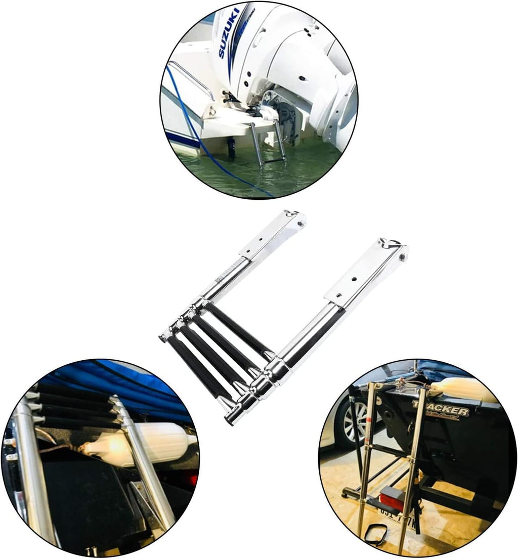 4 Step 316 Stainless Steel Telescoping Ladder with Retaining Strap Pack of 2 G5903