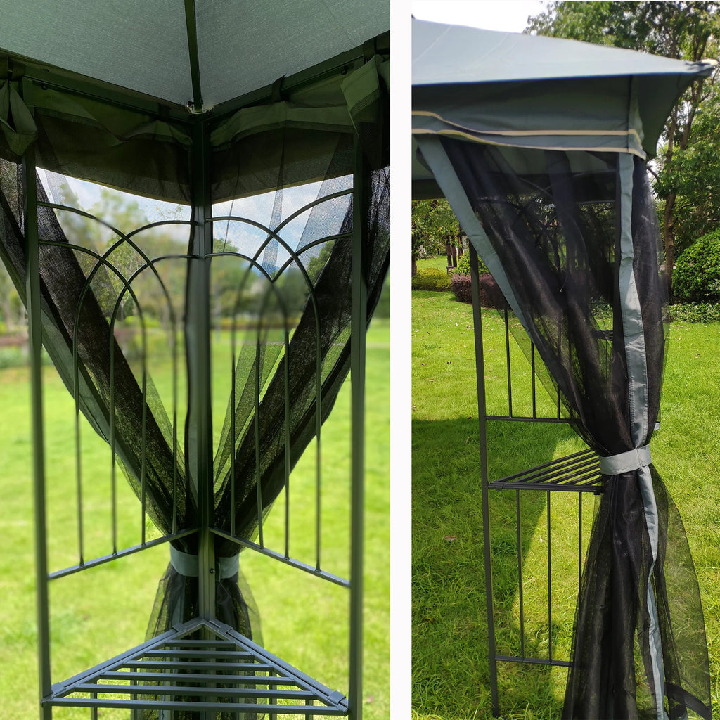 Gray Outdoor Patio Gazebo Canopy Tent with Mosquito Net Z464