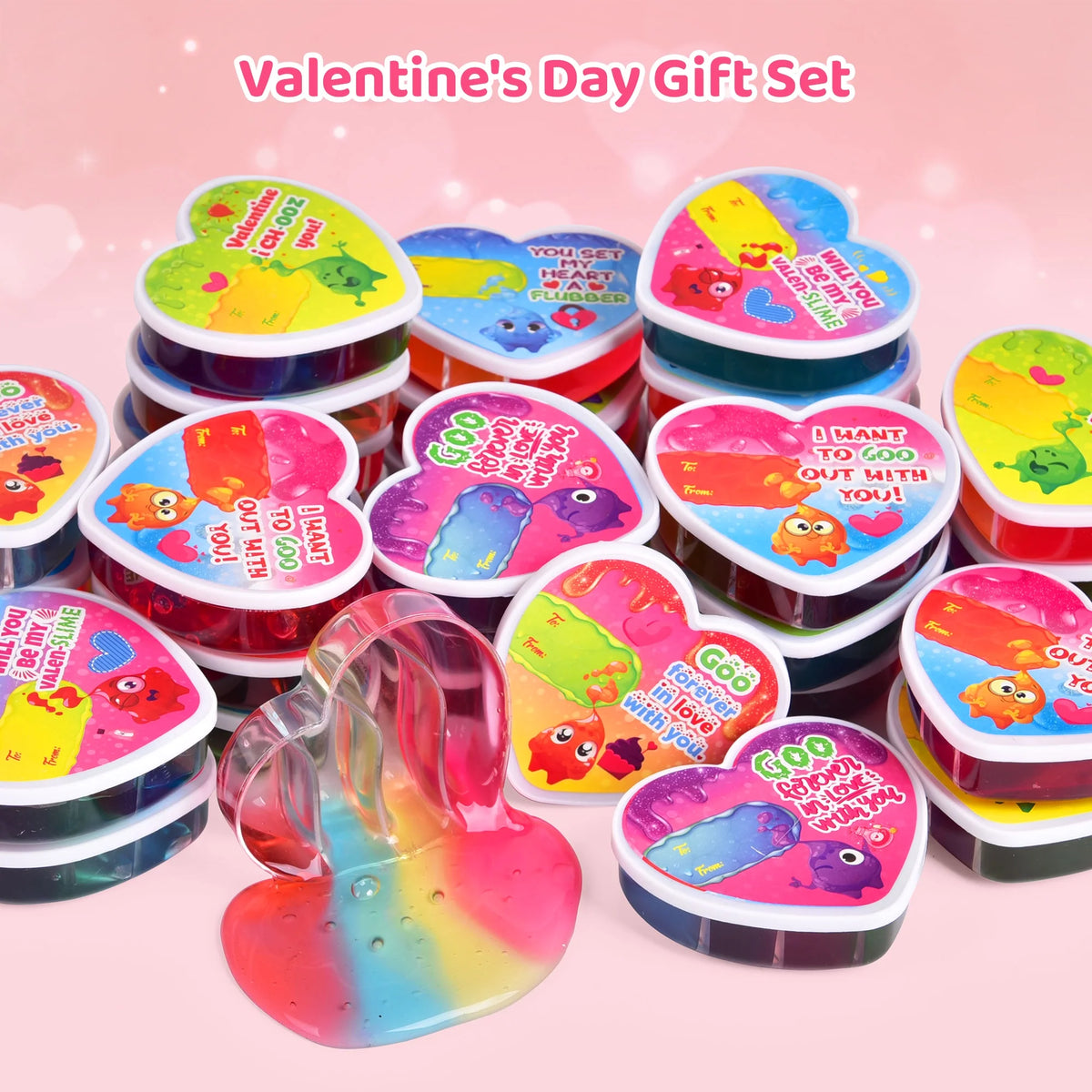 32Pcs DIY Slime Kit with Putty Colorful Rainbow Heart Slime Toys O179