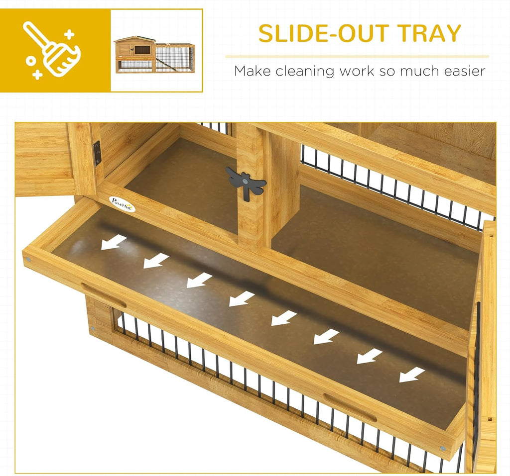 Yellow Wooden Rabbit Hutch with Removable Tray A4229