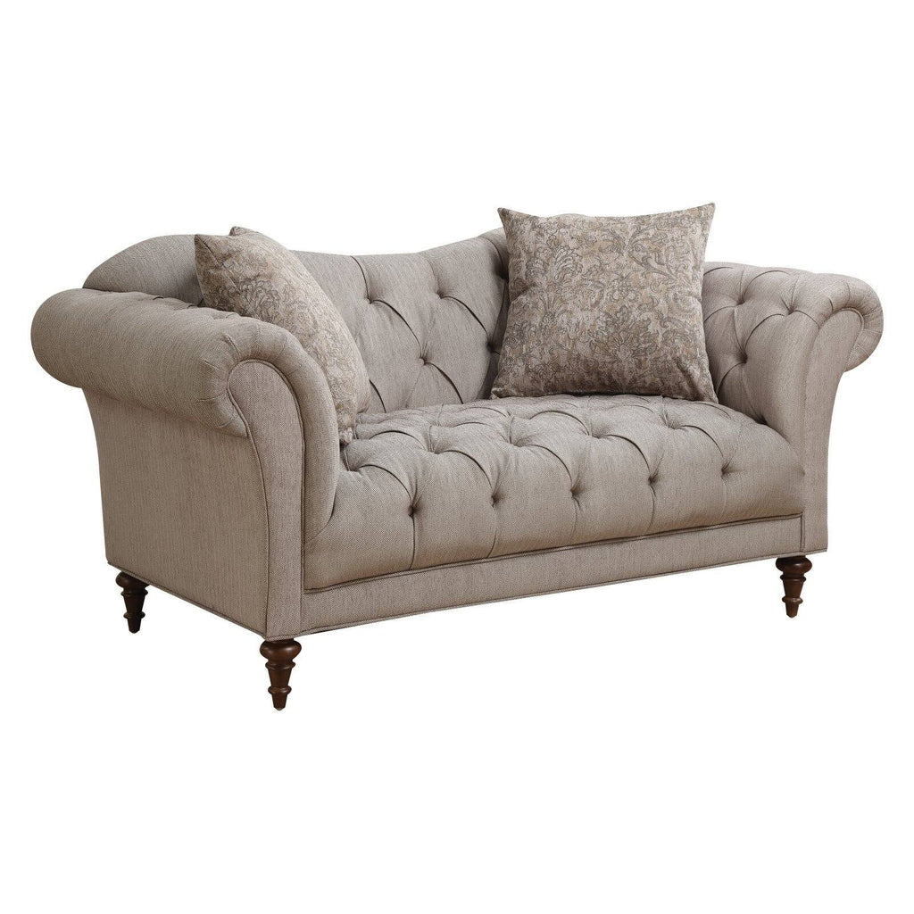 Tufted Upholstered Loveseat Light Brown Q982
