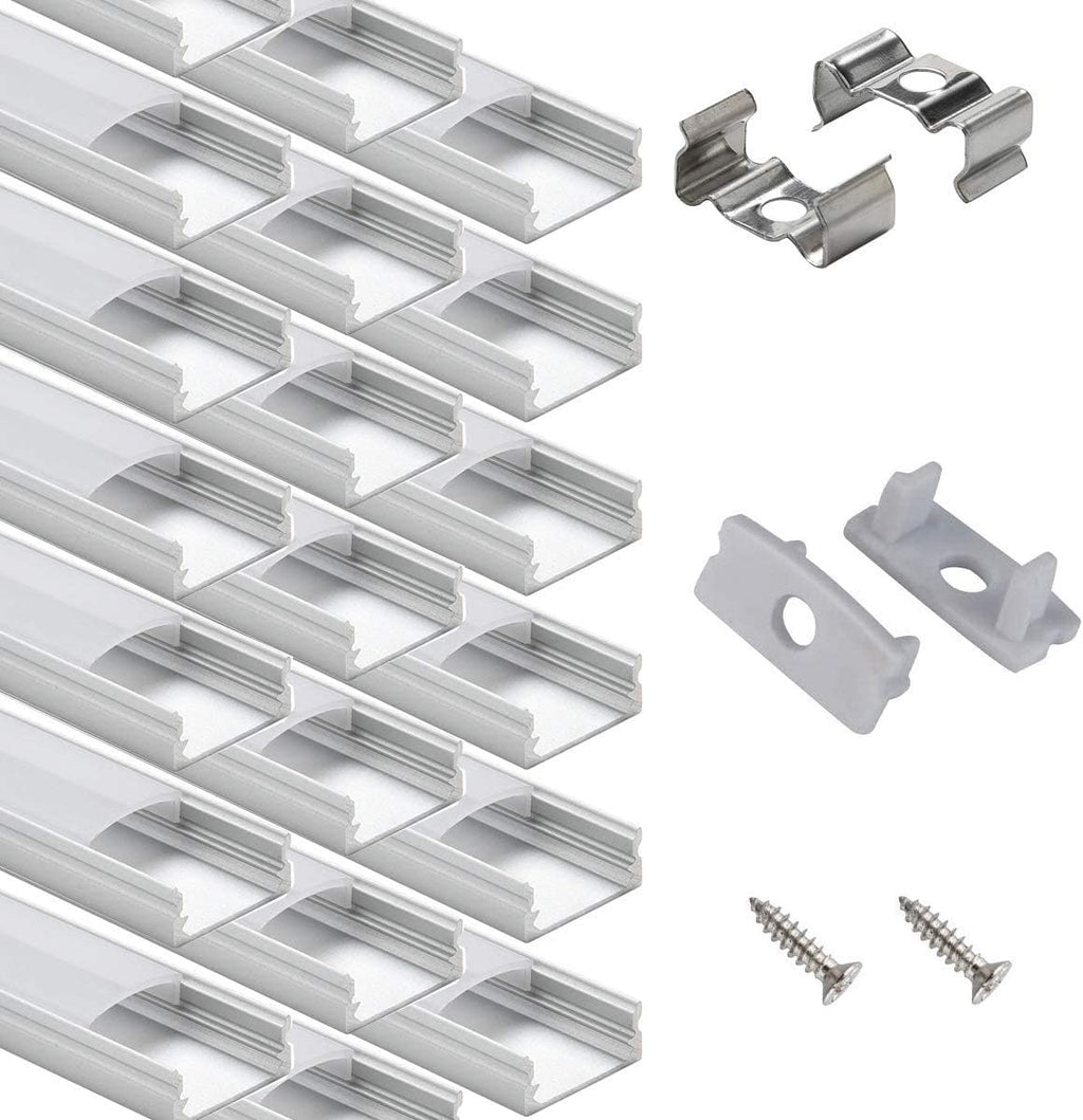 20Pack LED Aluminum Channel with Cover and Mounting Accessories Y40720