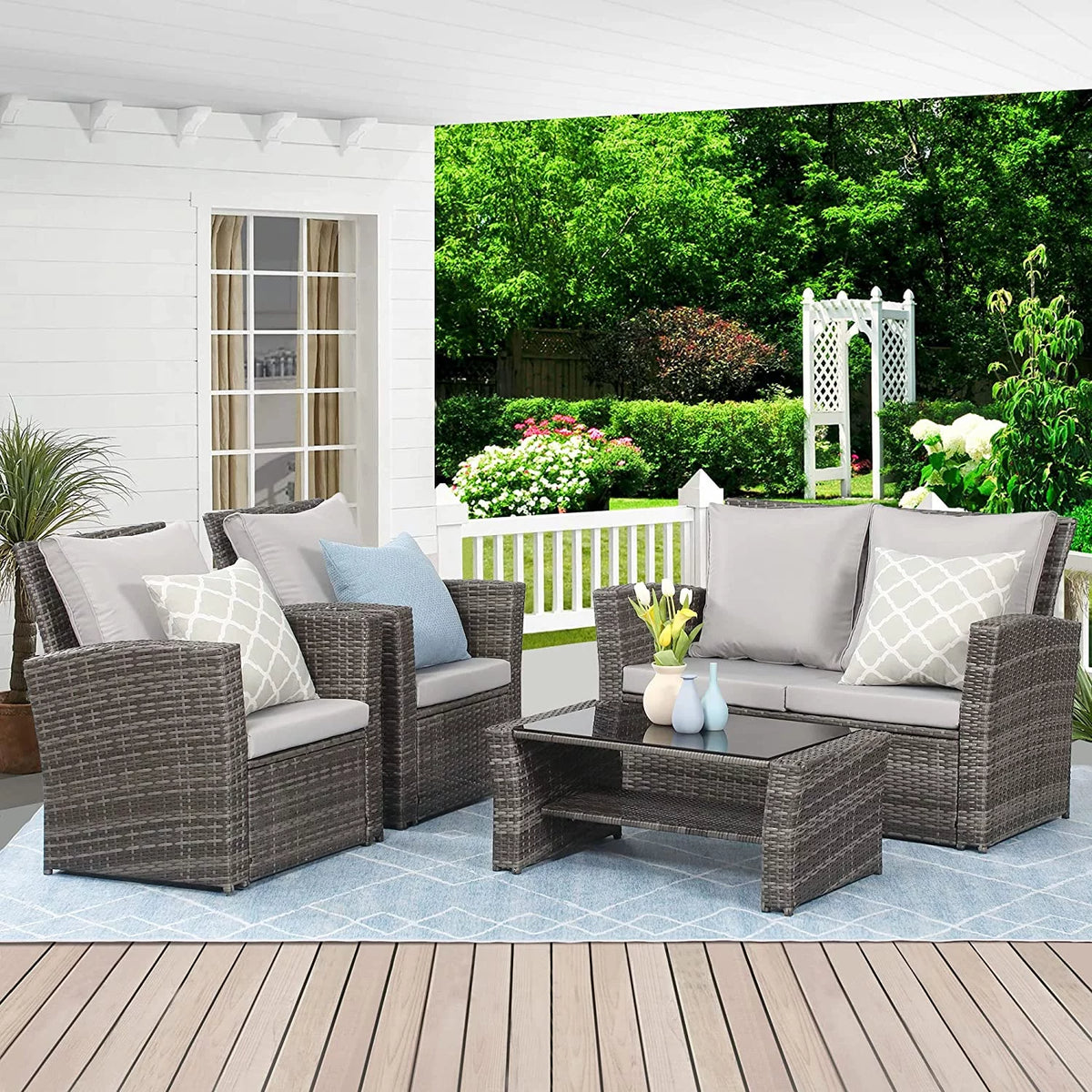 Gray Rattan Wicker Outdoor Patio Furniture Set B7181