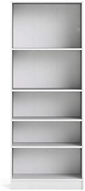 Tall Narrow 5 Shelf Bookcase in White H183