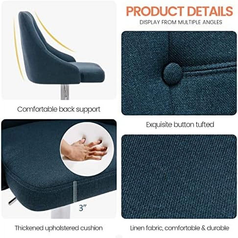 Adjustable Fabric Tufted Swivel Barstool with Back R69249