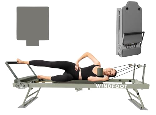 Foldable Pilates Reformer Machine with Springs & Cords E96016
