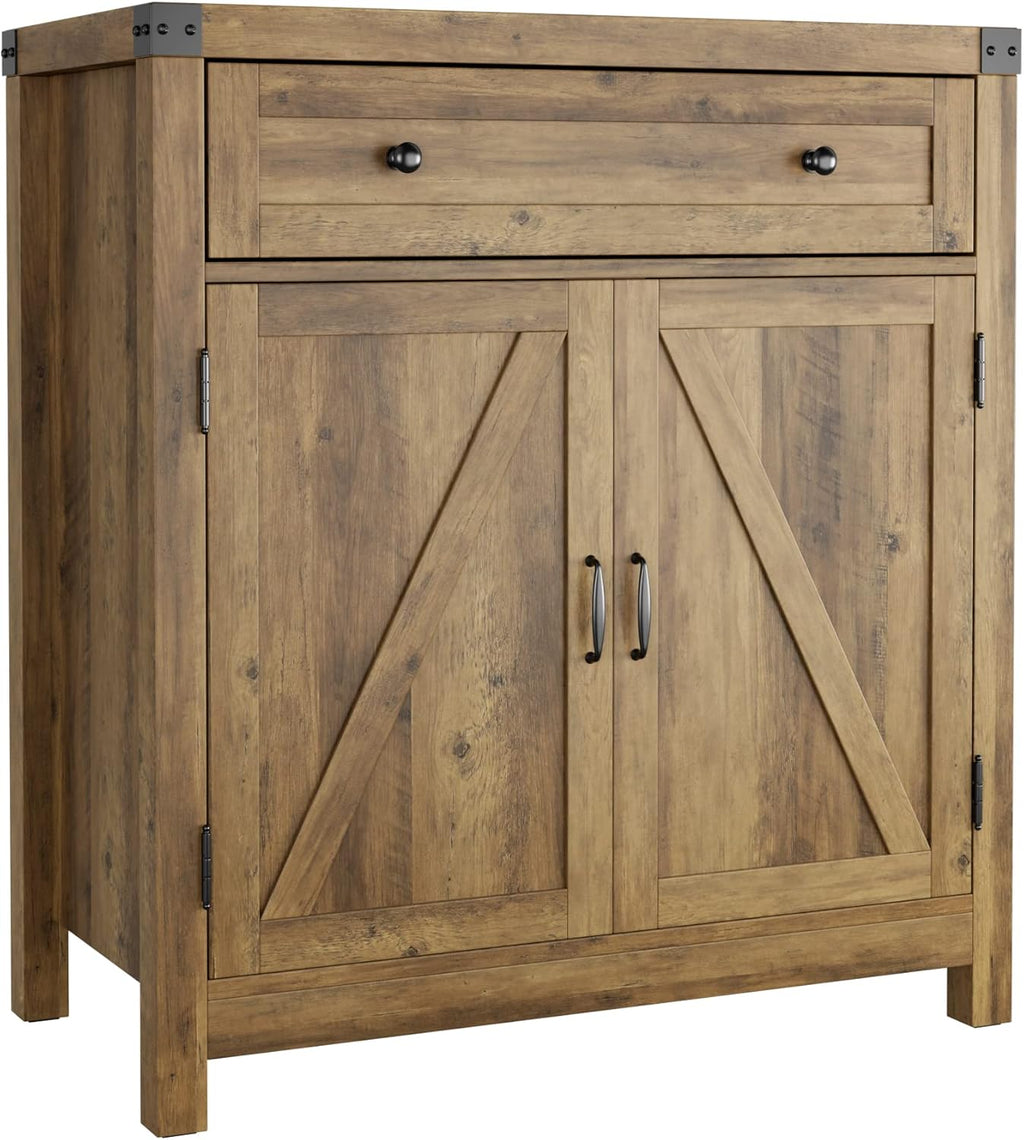 Gray 2 Door Wood Storage Cabinet with Drawer and Shelf B69380