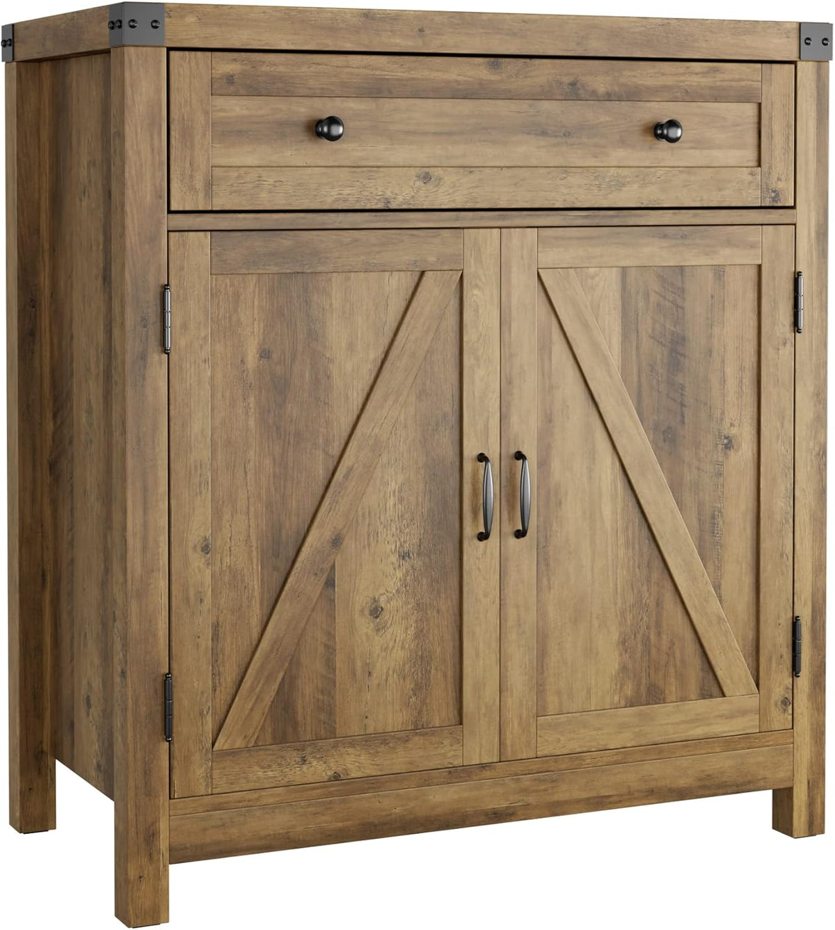Gray 2 Door Wood Storage Cabinet with Drawer and Shelf B69380