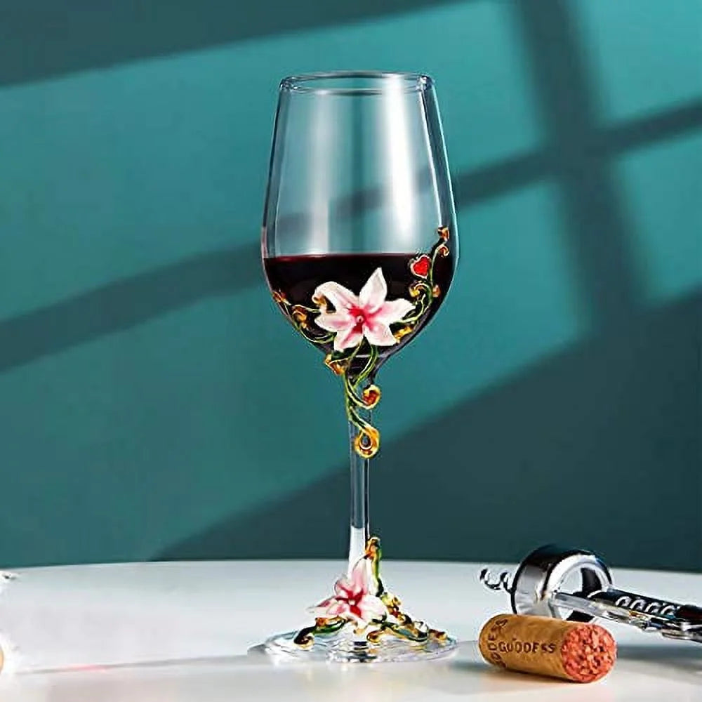 Lead-Free Painted Enamel Wine Glasses E1039