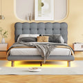 Full Velvet Upholstered Platform Bed with LED Lights L402