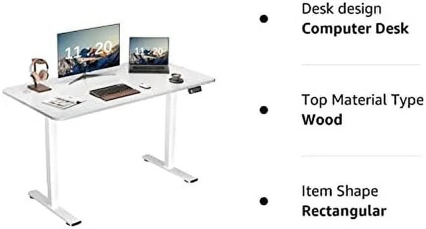 Electric Adjustable Standing Desk 55 x 24 with Memory Preset J1058