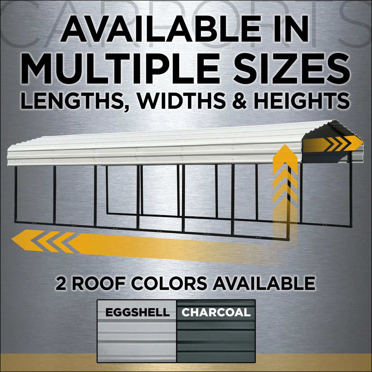 Galvanized Steel Carport Kit, 10' x 15' x 9' B916225