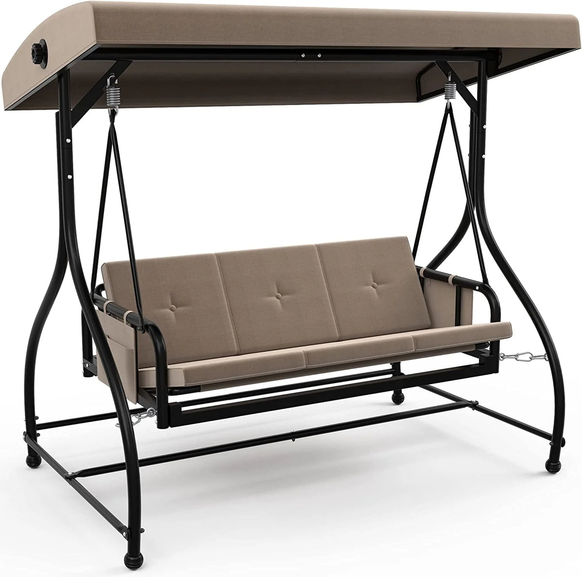 3 Person Outdoor Swing Chair with Adjustable Canopy W587506