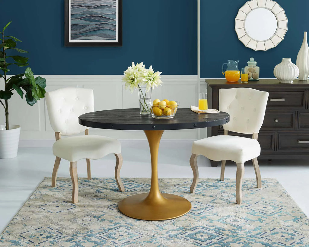 Black Gold Oval Wood Dining Table Z97920