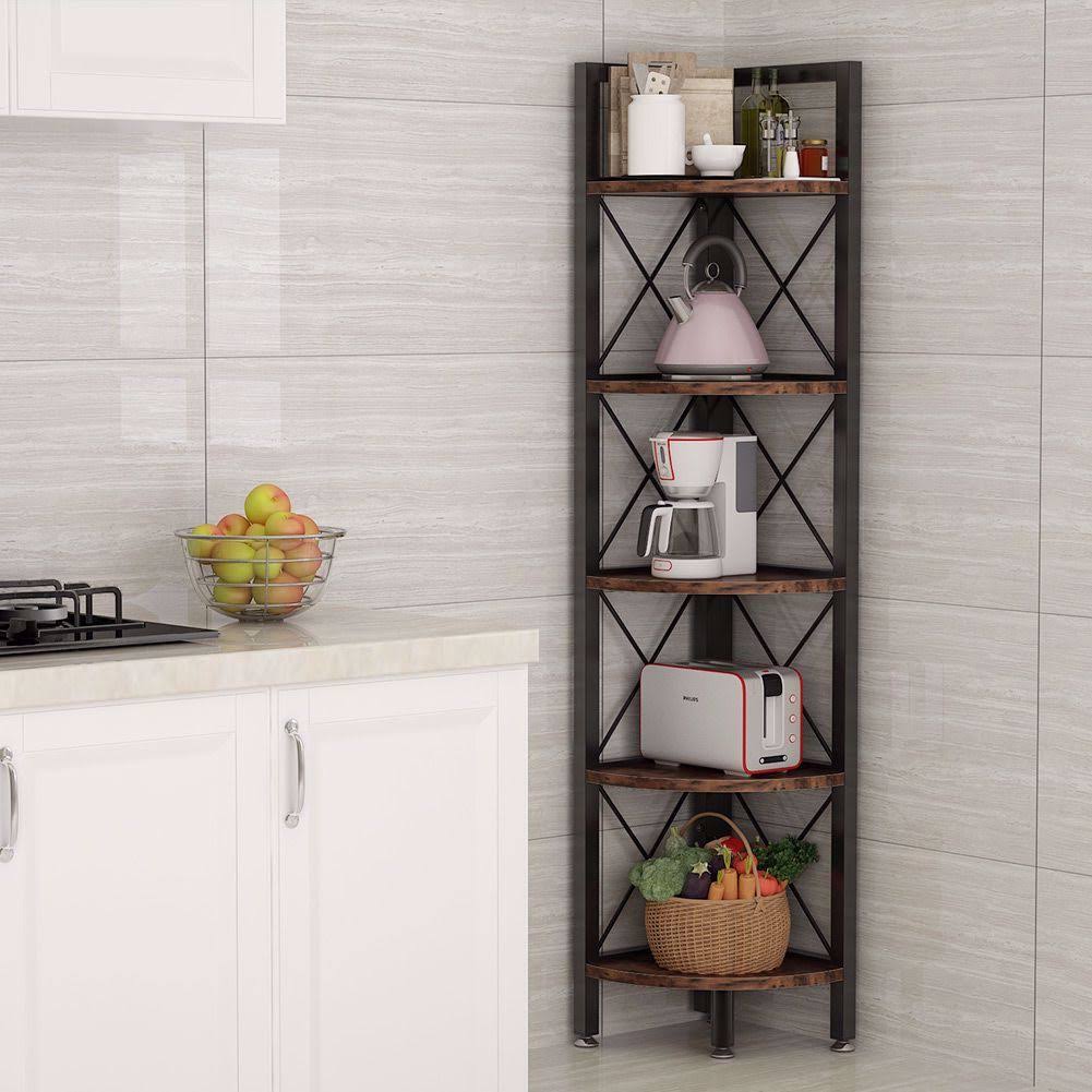 5 Tier Corner Shelf Brown S8436