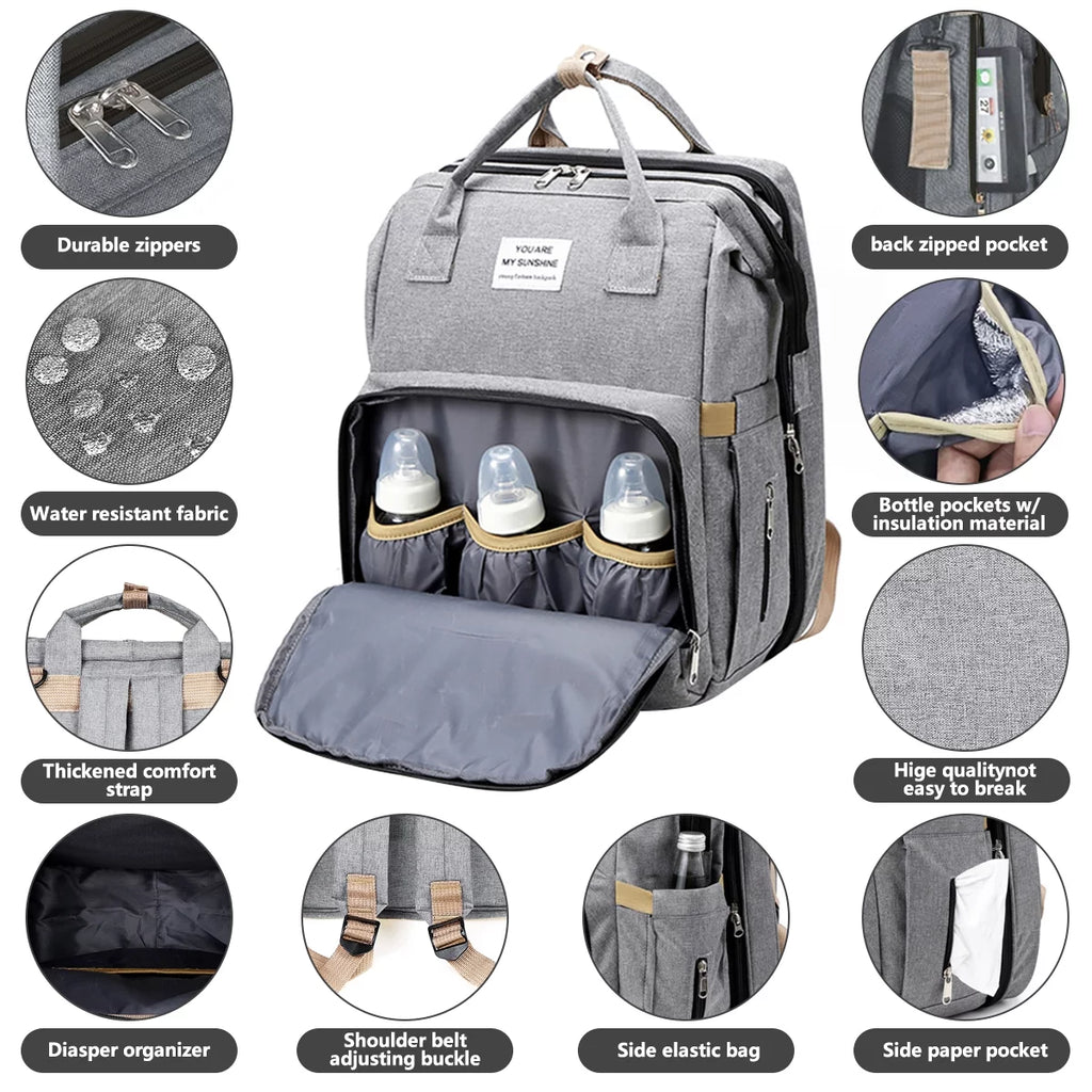 Waterproof 3 in 1 Diaper Bag Backpack with Changing Pad T754
