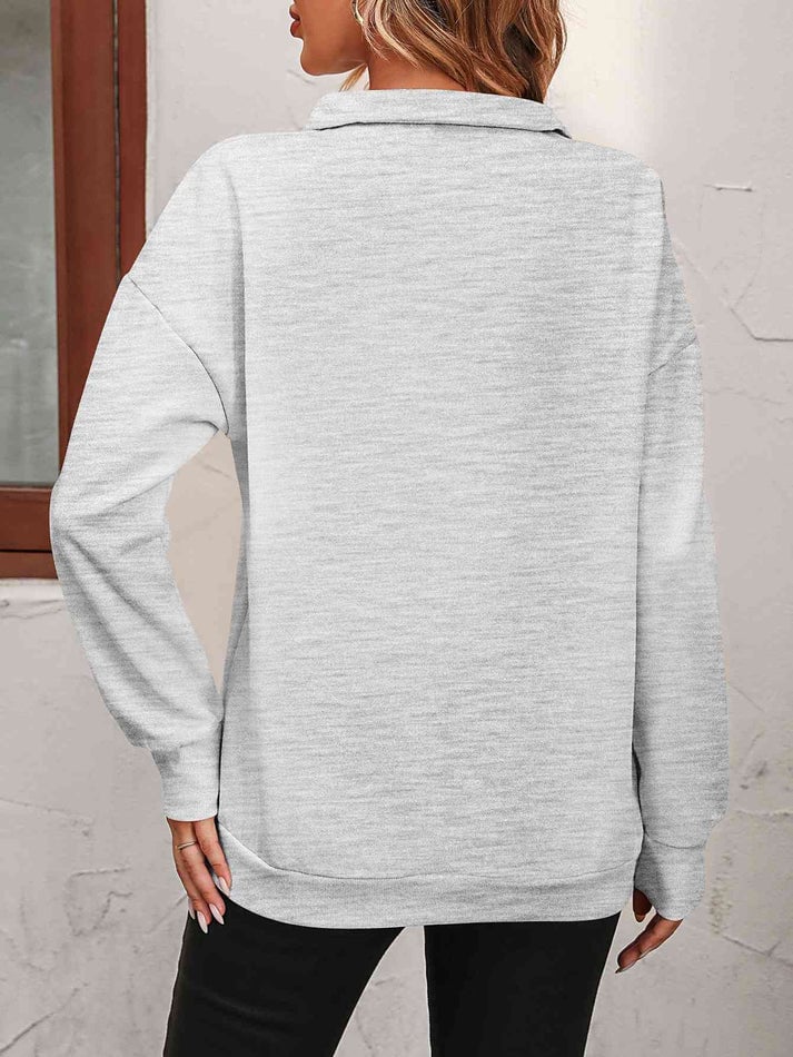 Womens Zip-Up Dropped Shoulder Sweatshirt Q9956