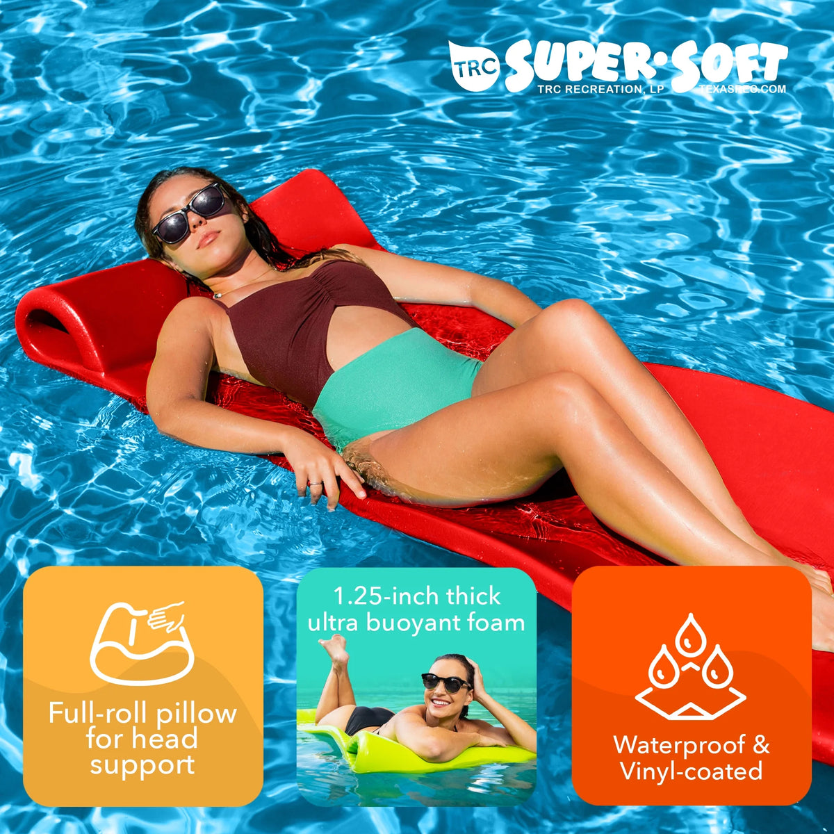 Red 1.25" Thick Foam Pool Float Lounge Mat A506080