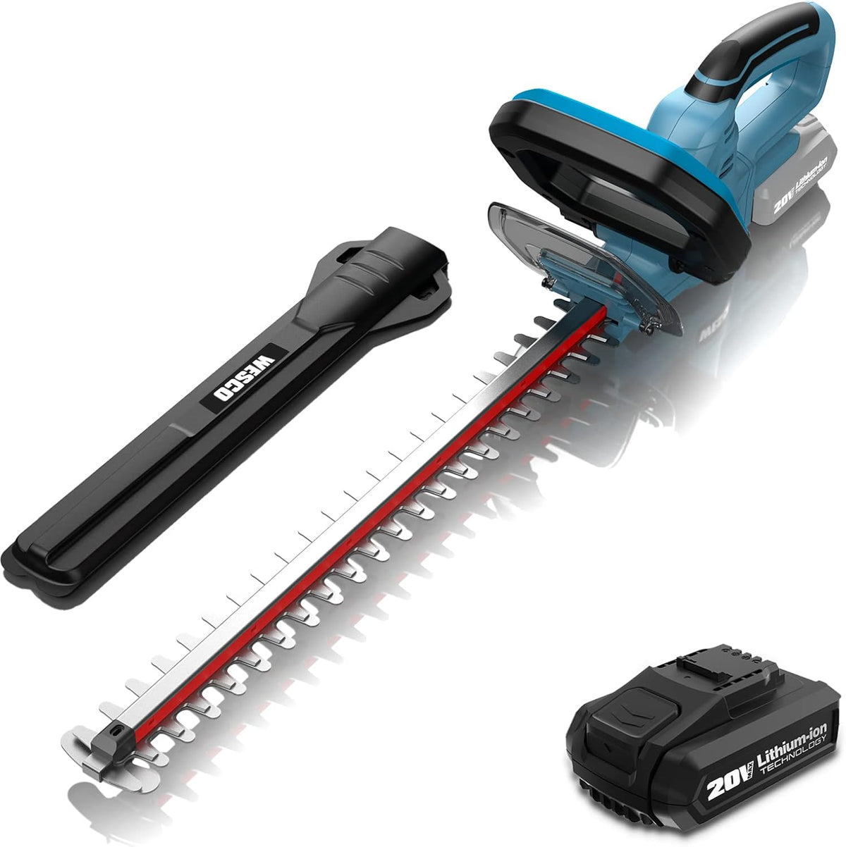 20V Cordless Hedge Trimmer, 20-Inch Dual Action Blade, 2.0Ah Li-ion Battery and Charger Included P981