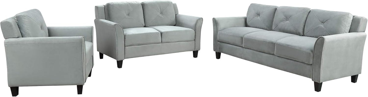 Gray 3 Piece Sofa Loveseat Chair Set C88448