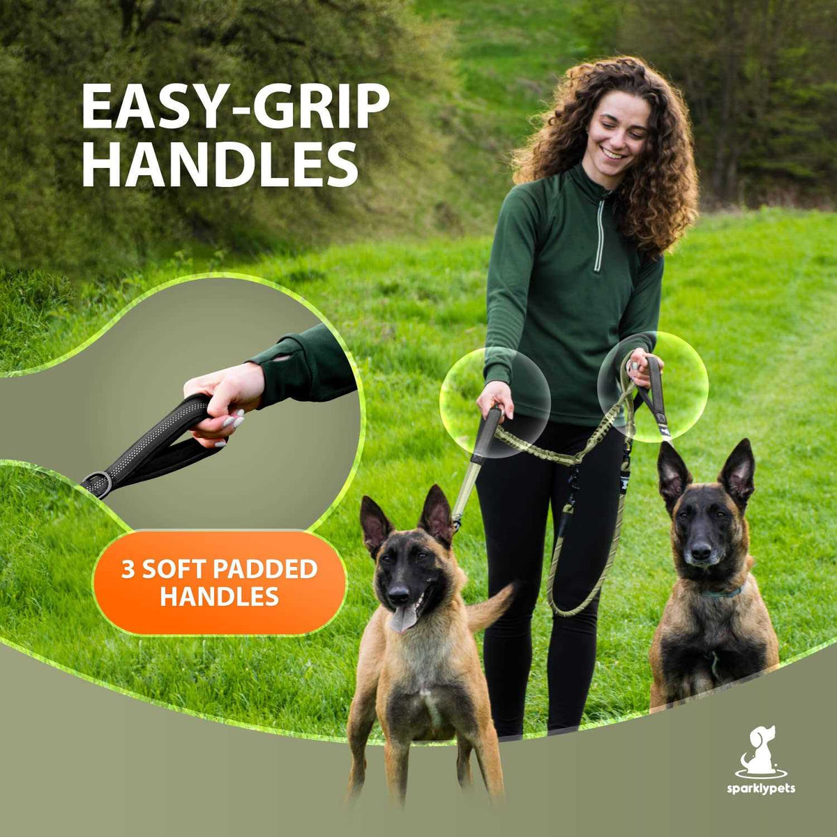Double Dog Leash for 2 Dogs with Padded Handles P207