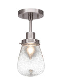 One Light Semi-Flush Mount Brushed Nickel Clear Bubble Glass O48381