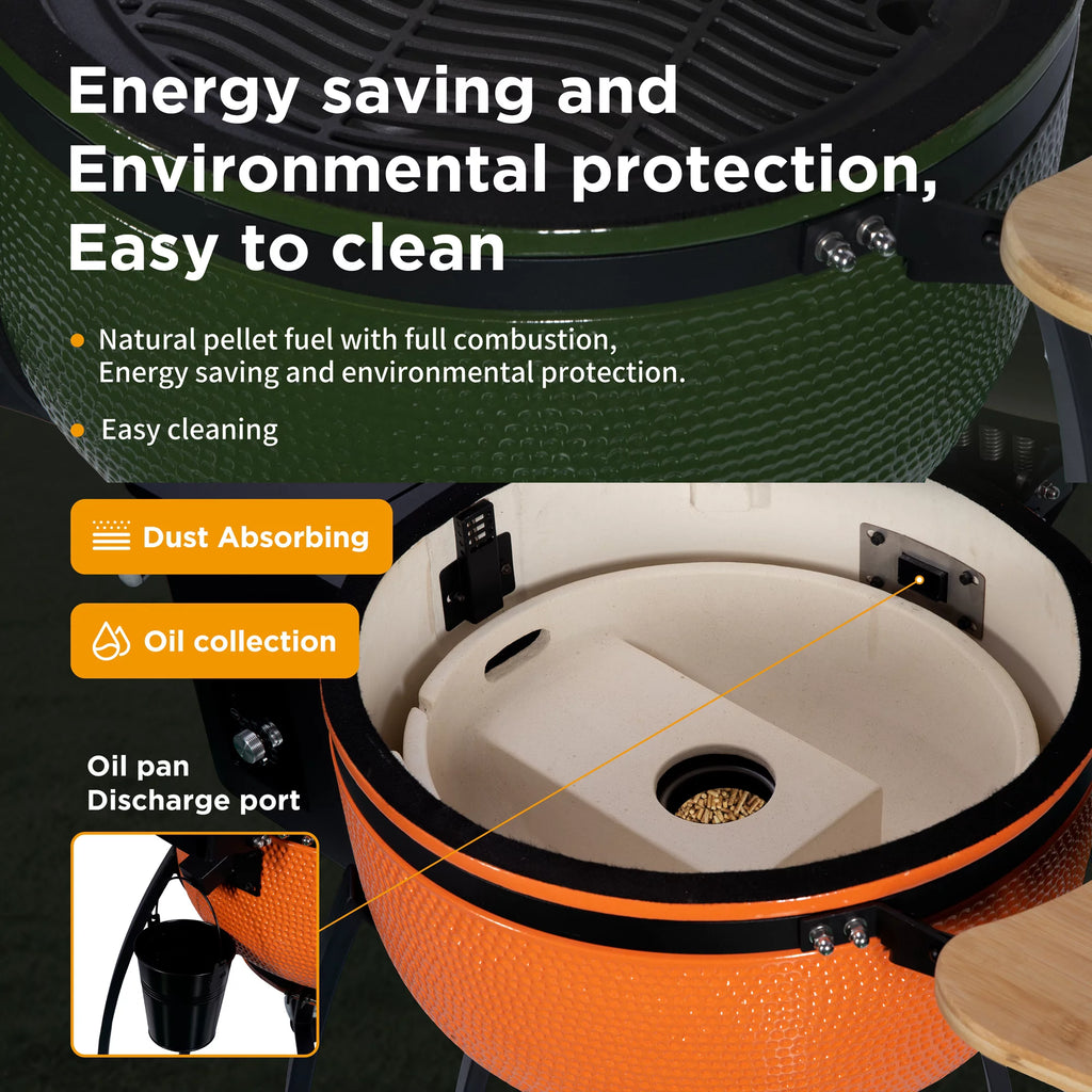 24" Ceramic Pellet Grill with Double Ceramic Liner 4-in-1 I313
