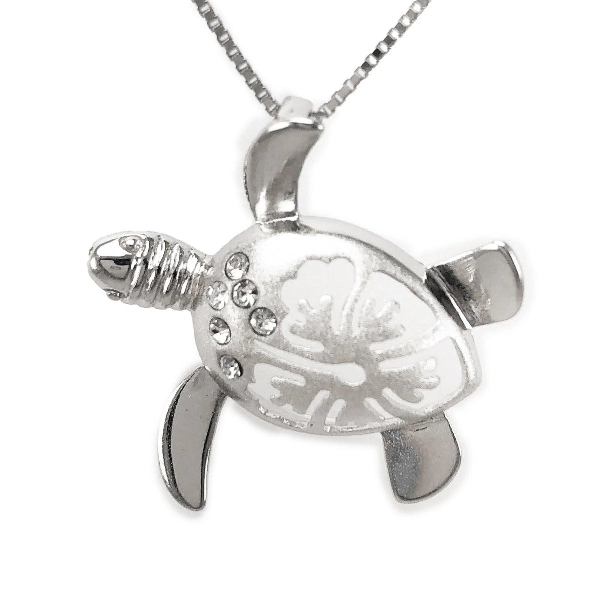 Sterling Silver Turtle Hibiscus Earring and Necklace E16977