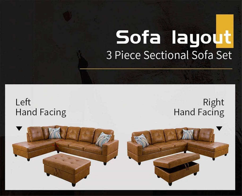 Leather L Shape Sectional Sofa Set C8196