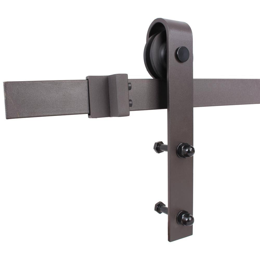 Espresso Stained Wood Interior Sliding Barn Door with Hardware Kit A869977