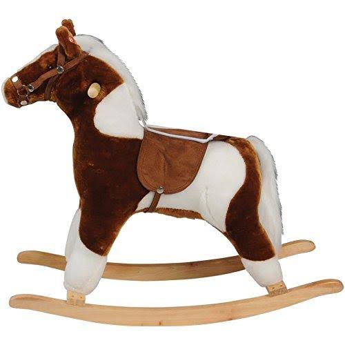 Pinto Rocking Horse with Brown Saddle W61819