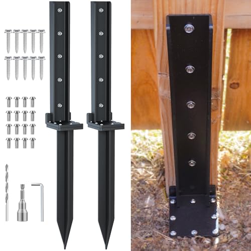 4-Pack 32in Stainless Steel Fence Post Anchor Black L49394