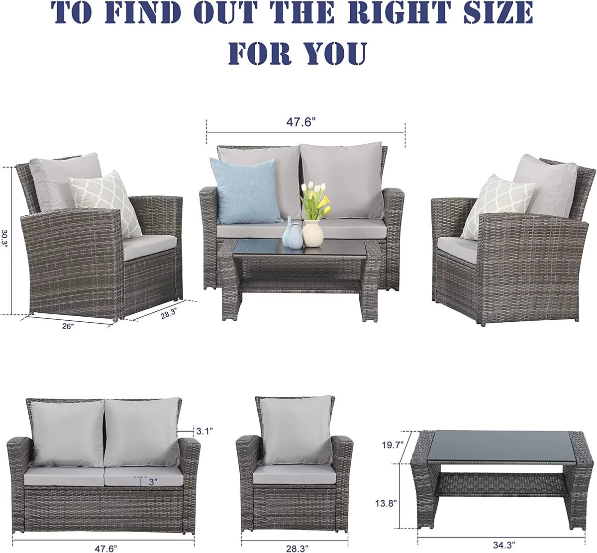 Gray Rattan Wicker Outdoor Patio Furniture Set B7181