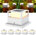 6 Pack White Solar Post Cap Lights G4137