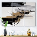Black White Gold Geometric Canvas Art Print 3 Panels N61708