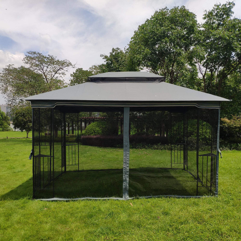 Gray Outdoor Patio Gazebo Canopy Tent with Mosquito Net Z464